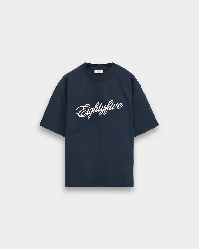 eightyfive-heavy-embroidered-t-shirt-navy-oversized image 1