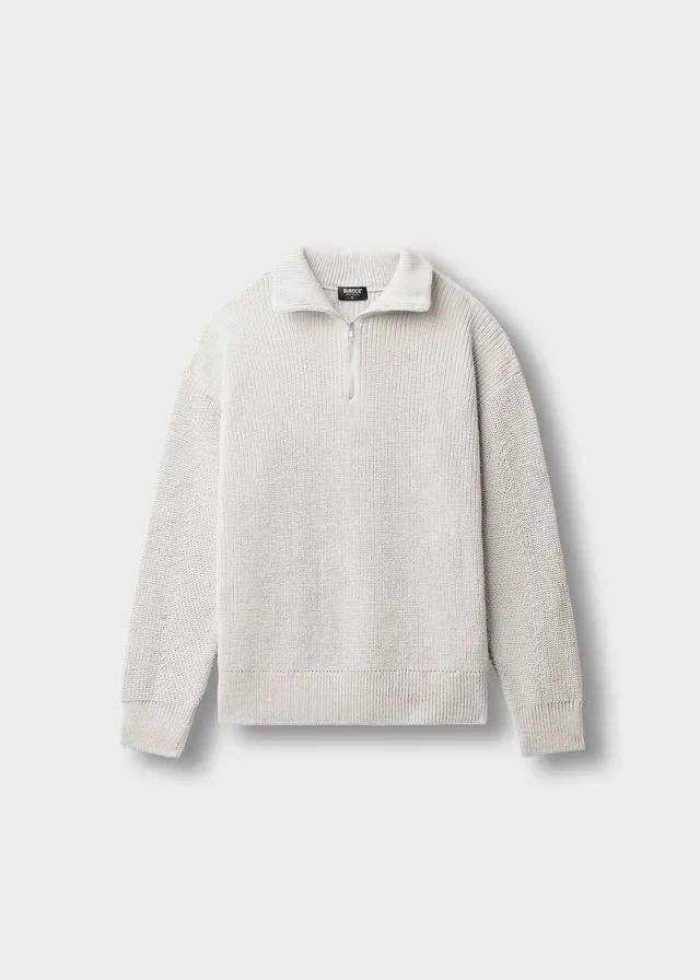 burocs-knitwear-chunky-knit-half-zip-sweater-ecru-grobstrick image 1