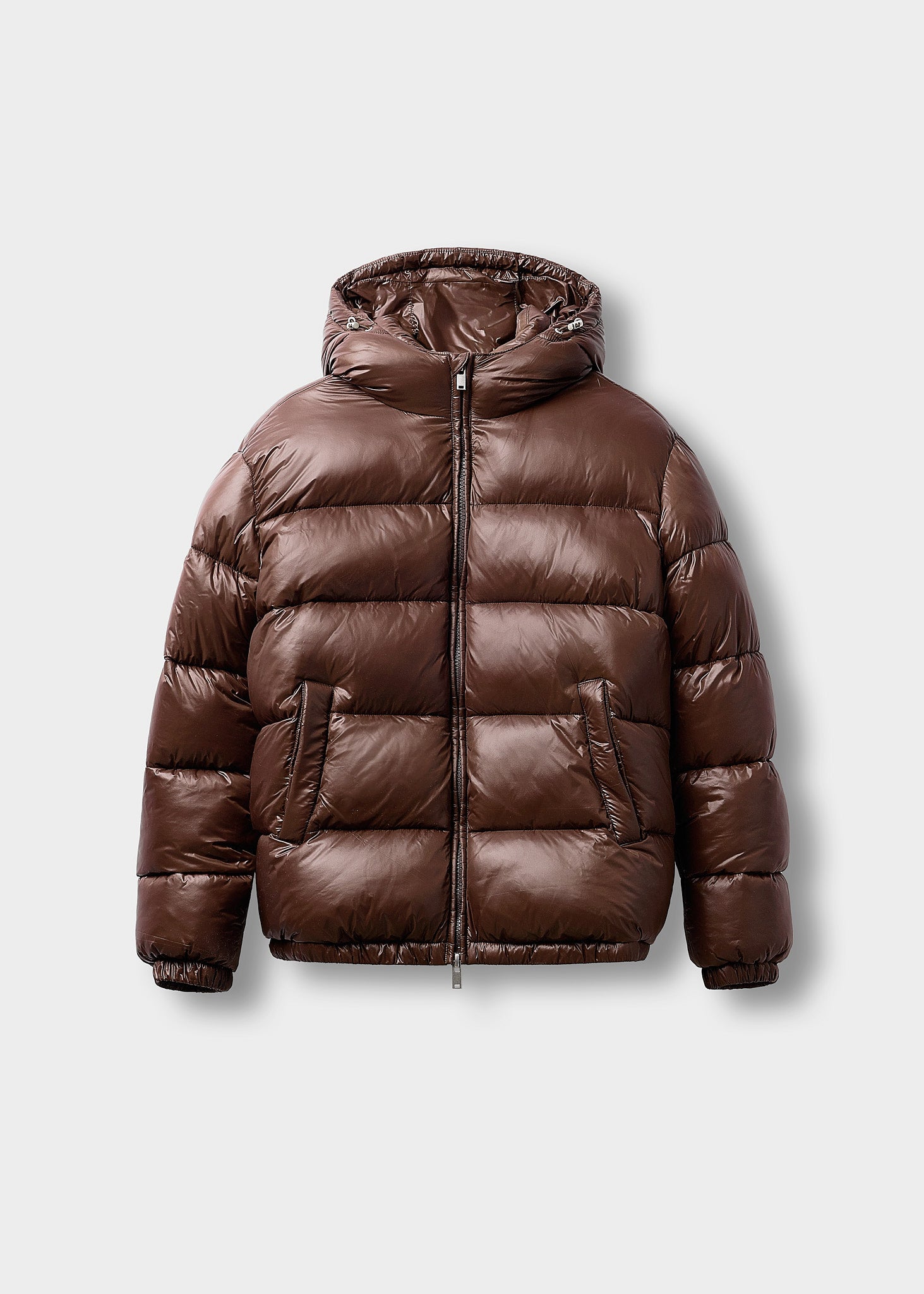 burocs-glossy-puffer-jacket-winterjacke-braun-kapuze image 1
