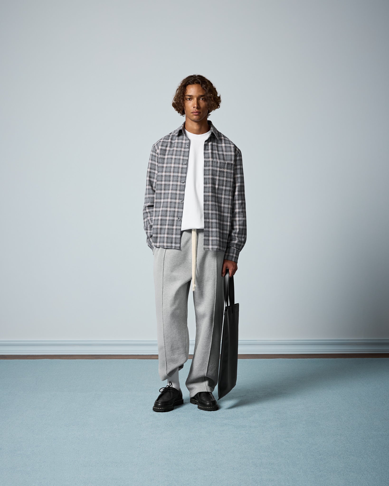 eightyfive-checked-shirt-flanellhemd-grey-melange-knopf image 4