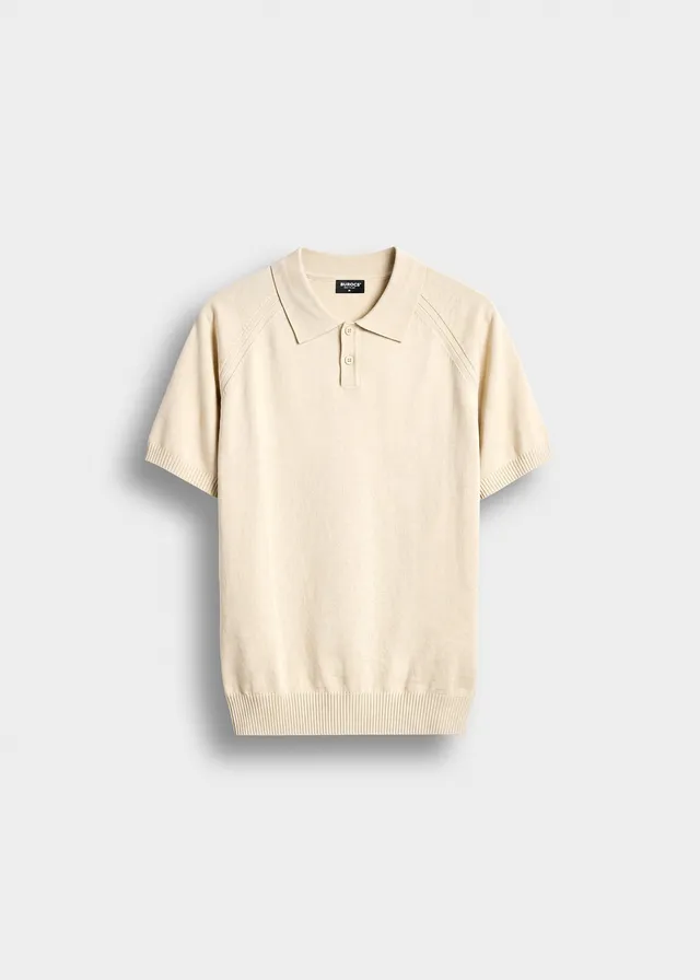 burocs-t-shirts-fine-knit-polo-t-shirt-beige-melange image 1