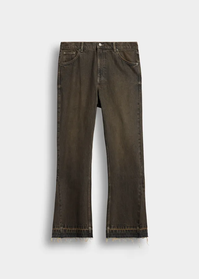 burocs-tony-flared-open-hem-jeans-mud-grey image 1