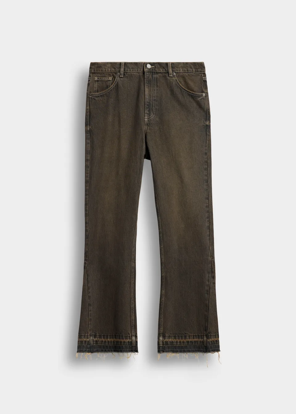burocs-tony-flared-open-hem-jeans-mud-grey image 1