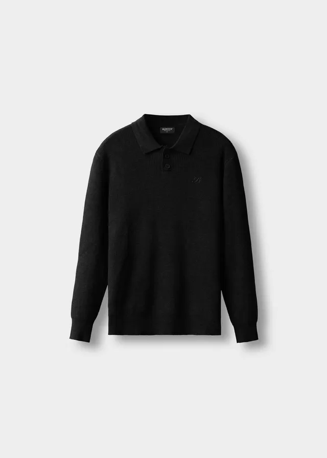 burocs-heavy-polo-knit-sweater-herren-schwarz-baumwolle image 1