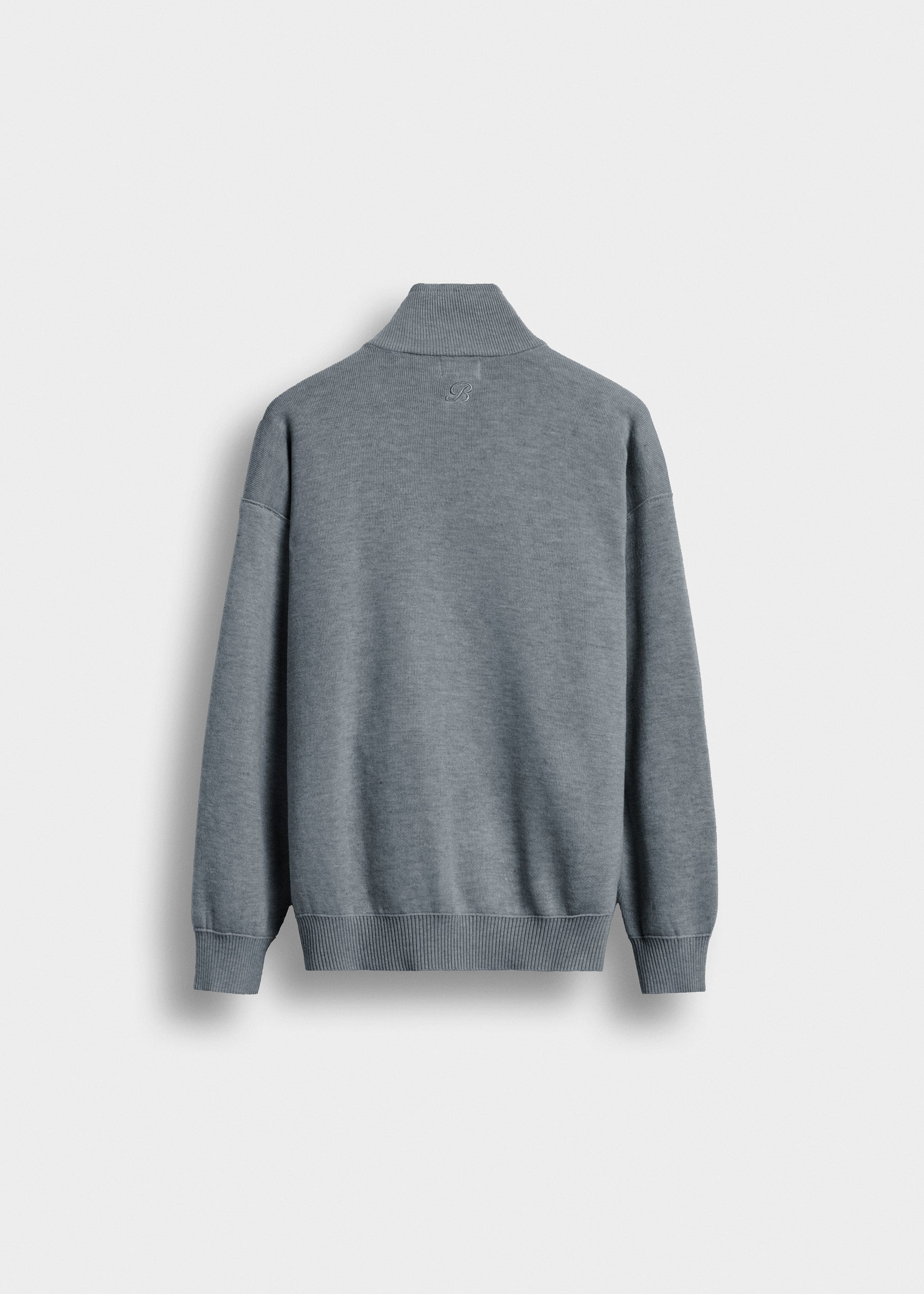 burocs-knit-zip-jacket-strickjacke-grau-relaxed-fit-stehkragen image 2
