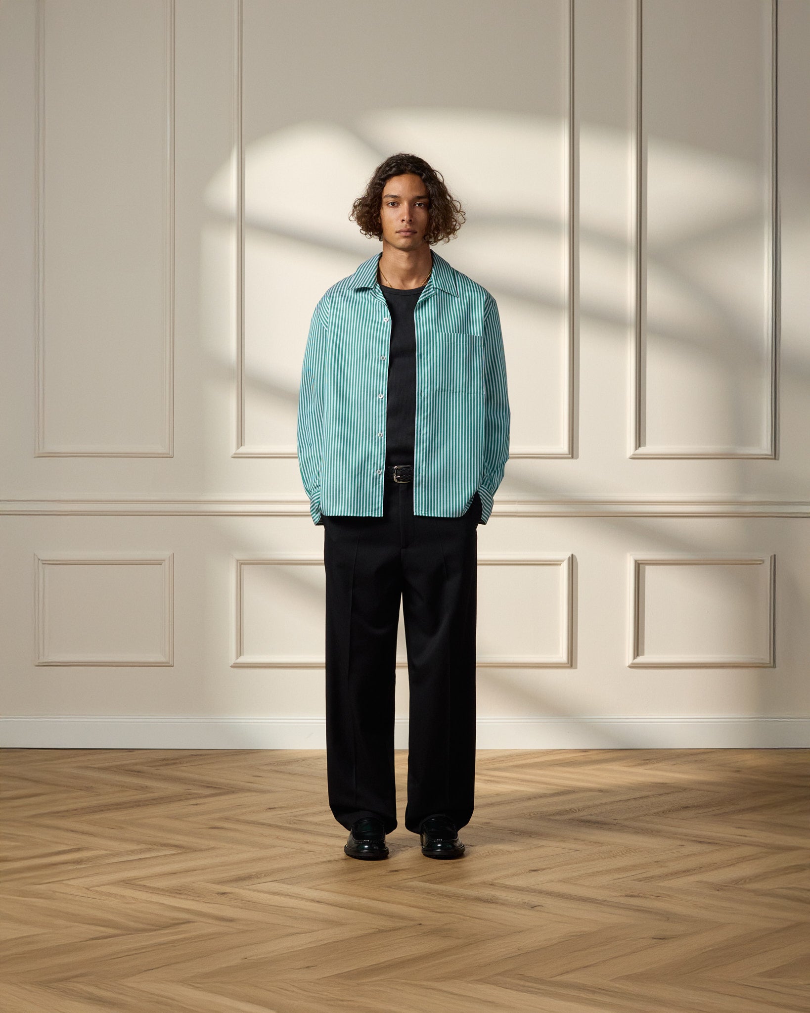 eightyfive-tops-striped-shirt-resort-hemd-green-striped image 4