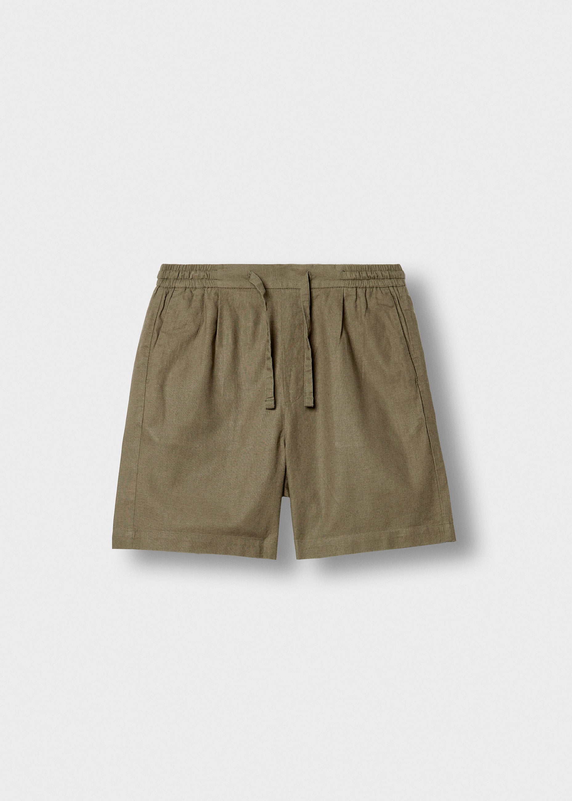burocs-linen-blend-shorts-khaki-regular-fit image 1