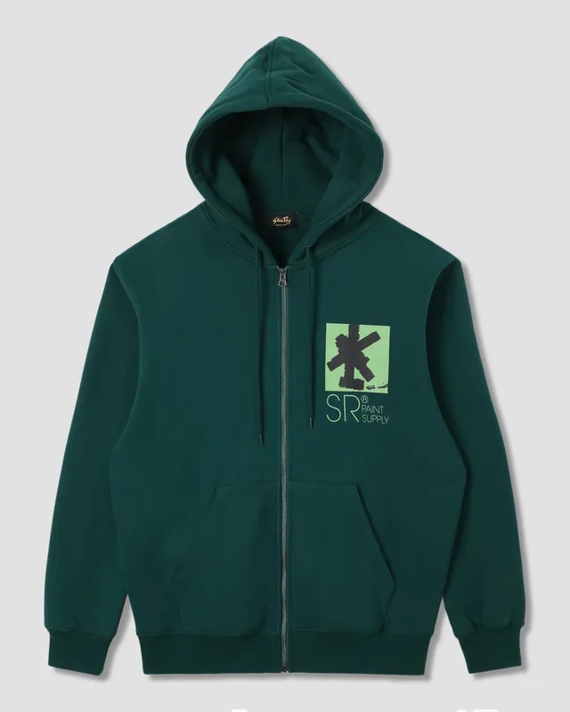 stan-ray-brush-squares-zip-hood-hoodie-botanical-green image 1