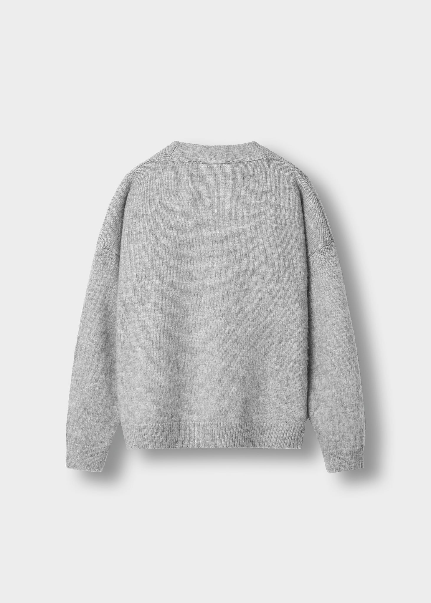 burocs-knitwear-fuzzy-v-neck-jacquard-cardigan-grey image 2