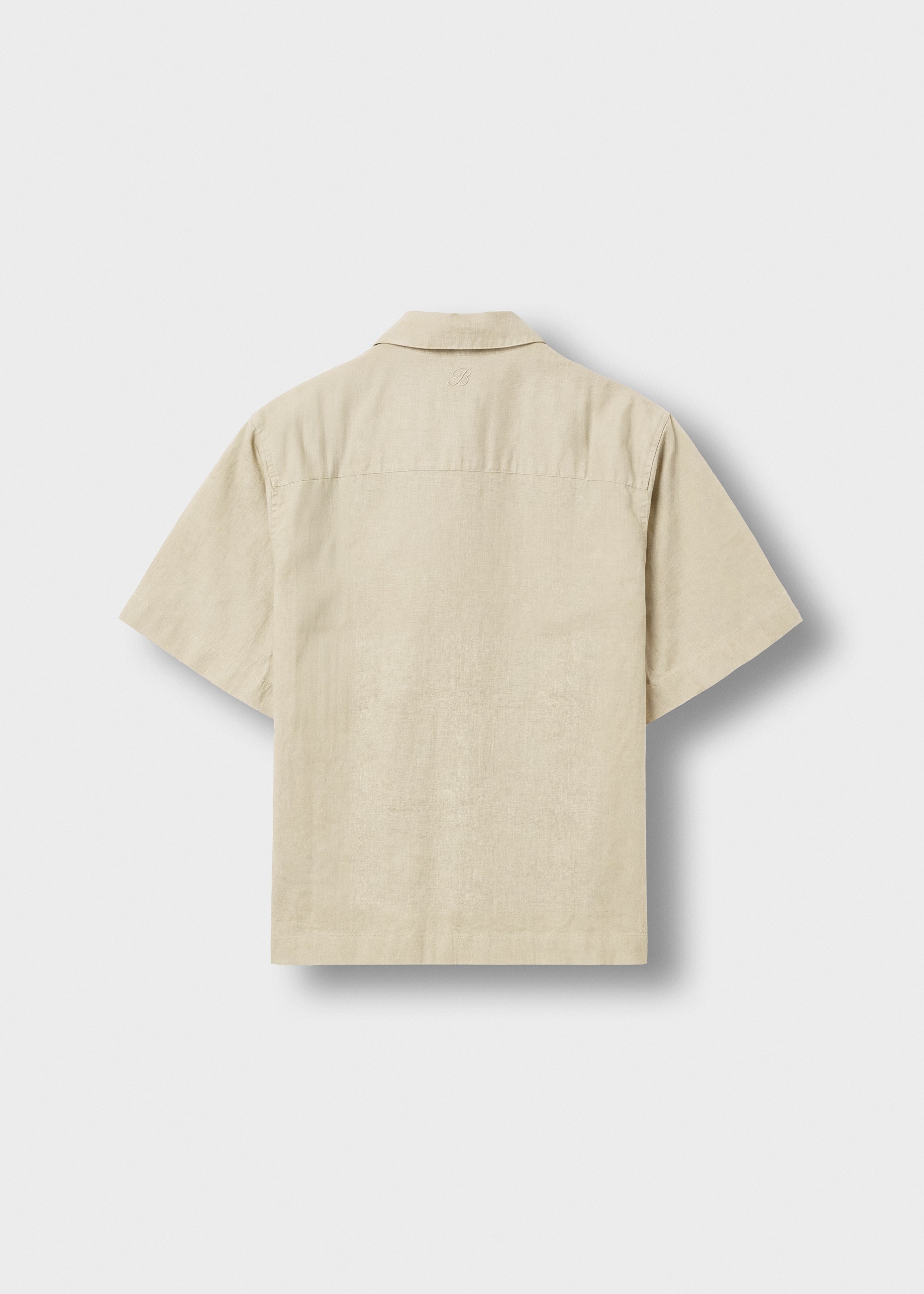 burocs-shirts-linen-blend-short-sleeve-shirt-beige image 2