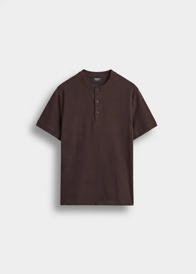 burocs-rib-henley-t-shirt-herren-braun-slim-fit image 1