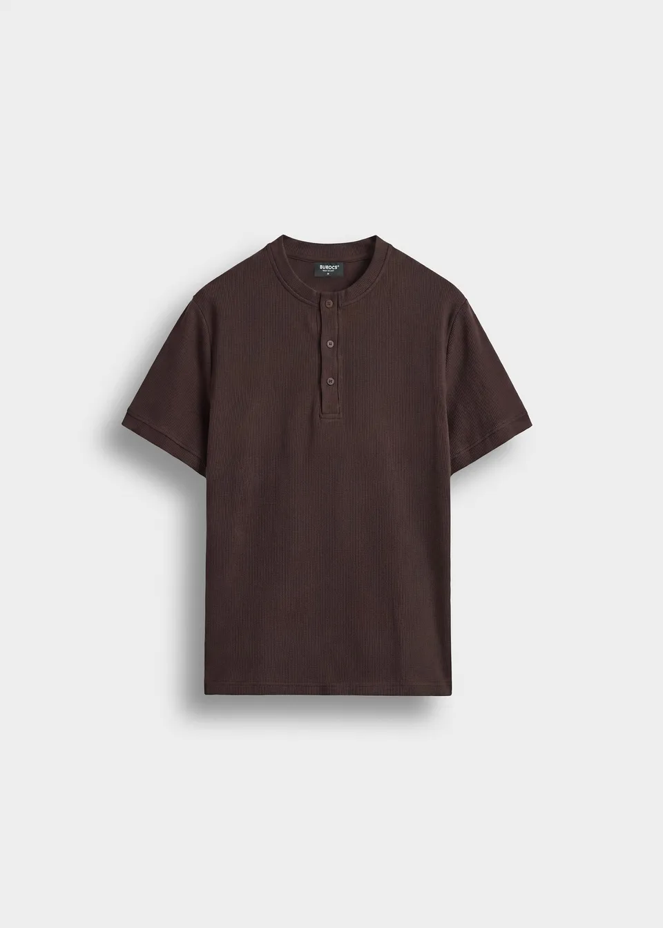 burocs-rib-henley-t-shirt-herren-braun-slim-fit image 1
