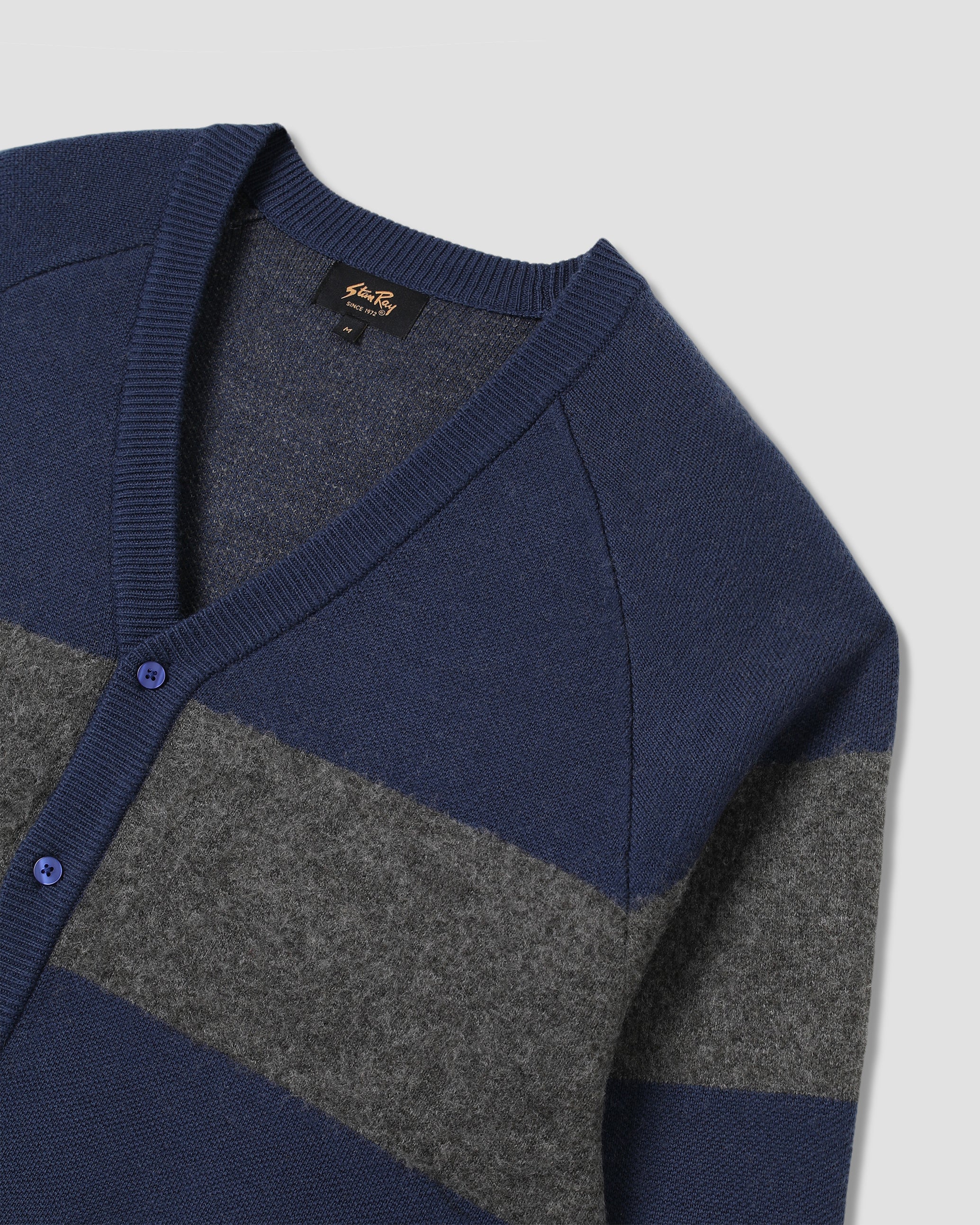 stan-ray-knitted-cardigan-strickjacke-navy-charcoal-stripe image 5