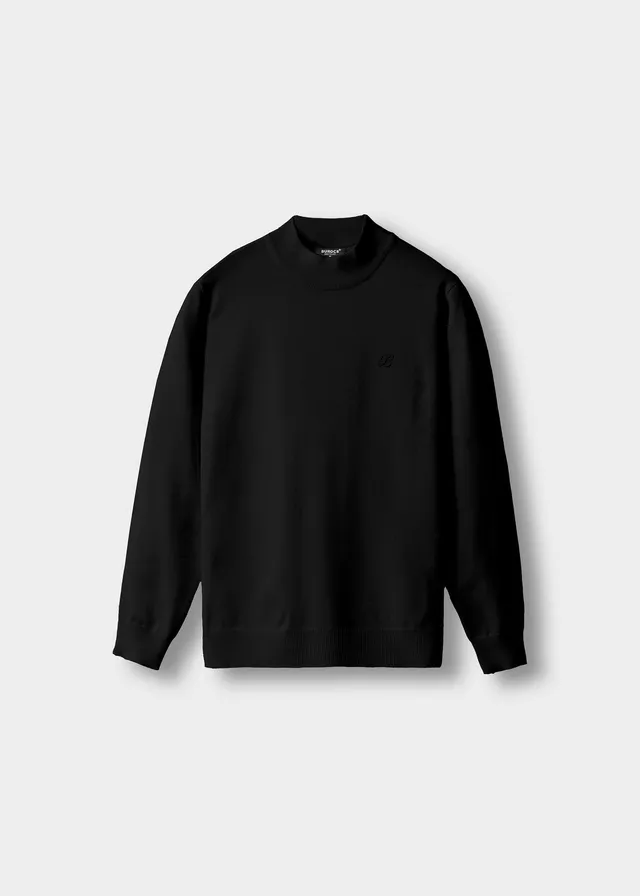 burocs-mock-neck-sweater-pullover-black-slim-fit-stehkragen image 1