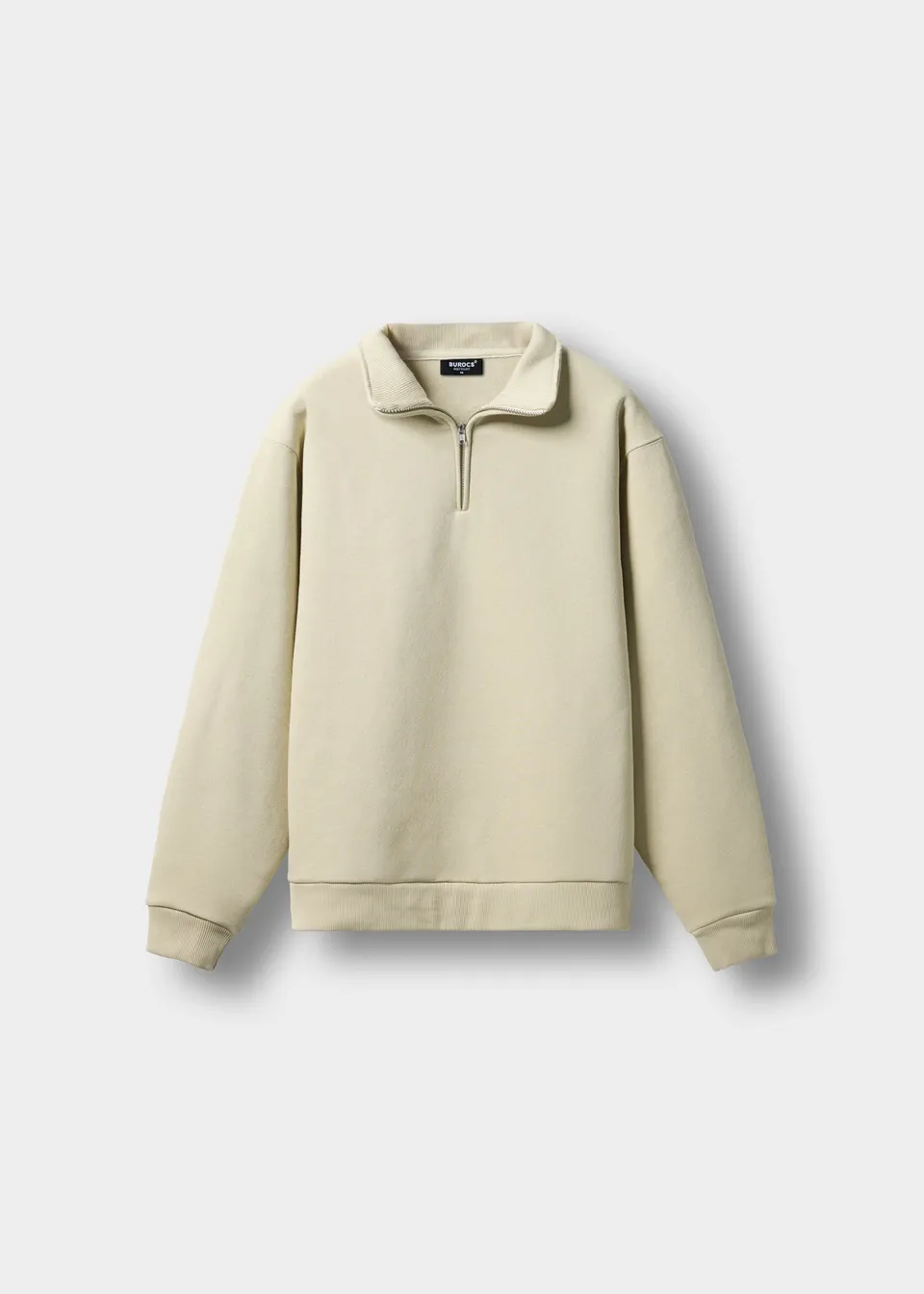 burocs-longsleeves-essential-mock-neck-zip-pullover-beige image 1