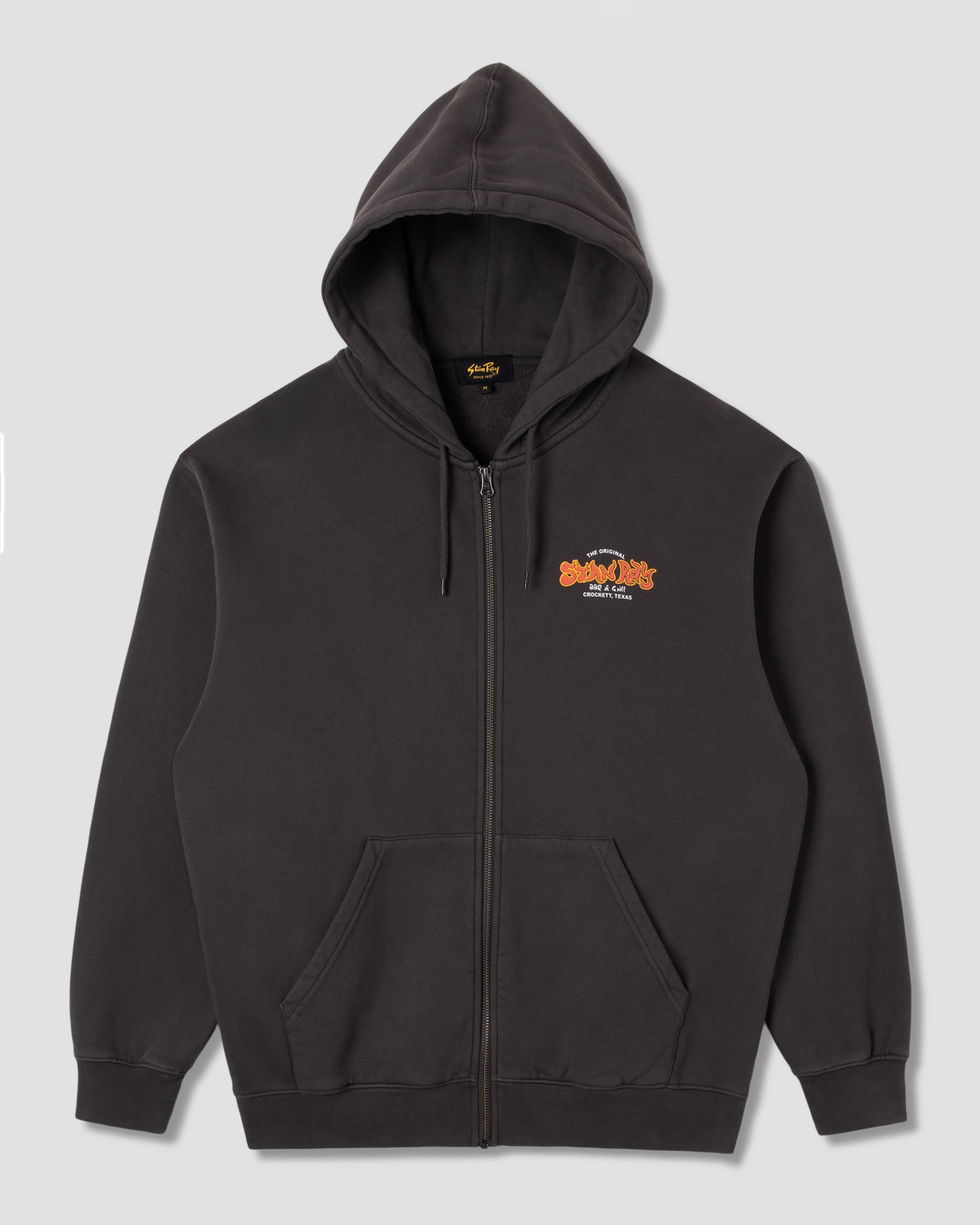 stan-ray-bbq-zip-hoodie-raven-black-kapuze-380gsm image 1