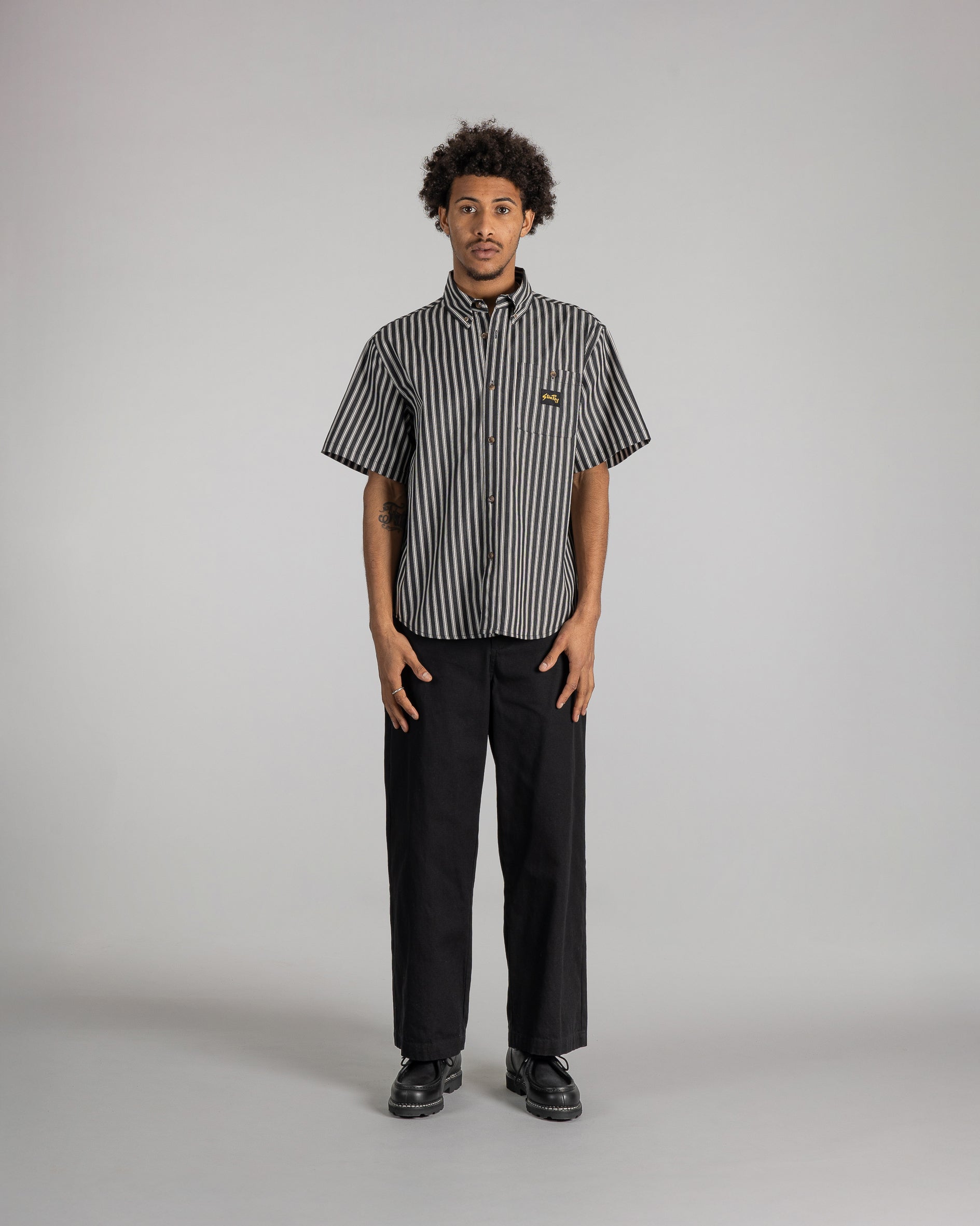 stan-ray-flannel-shirt-kurzarmhemd-charcoal-stripe image 3