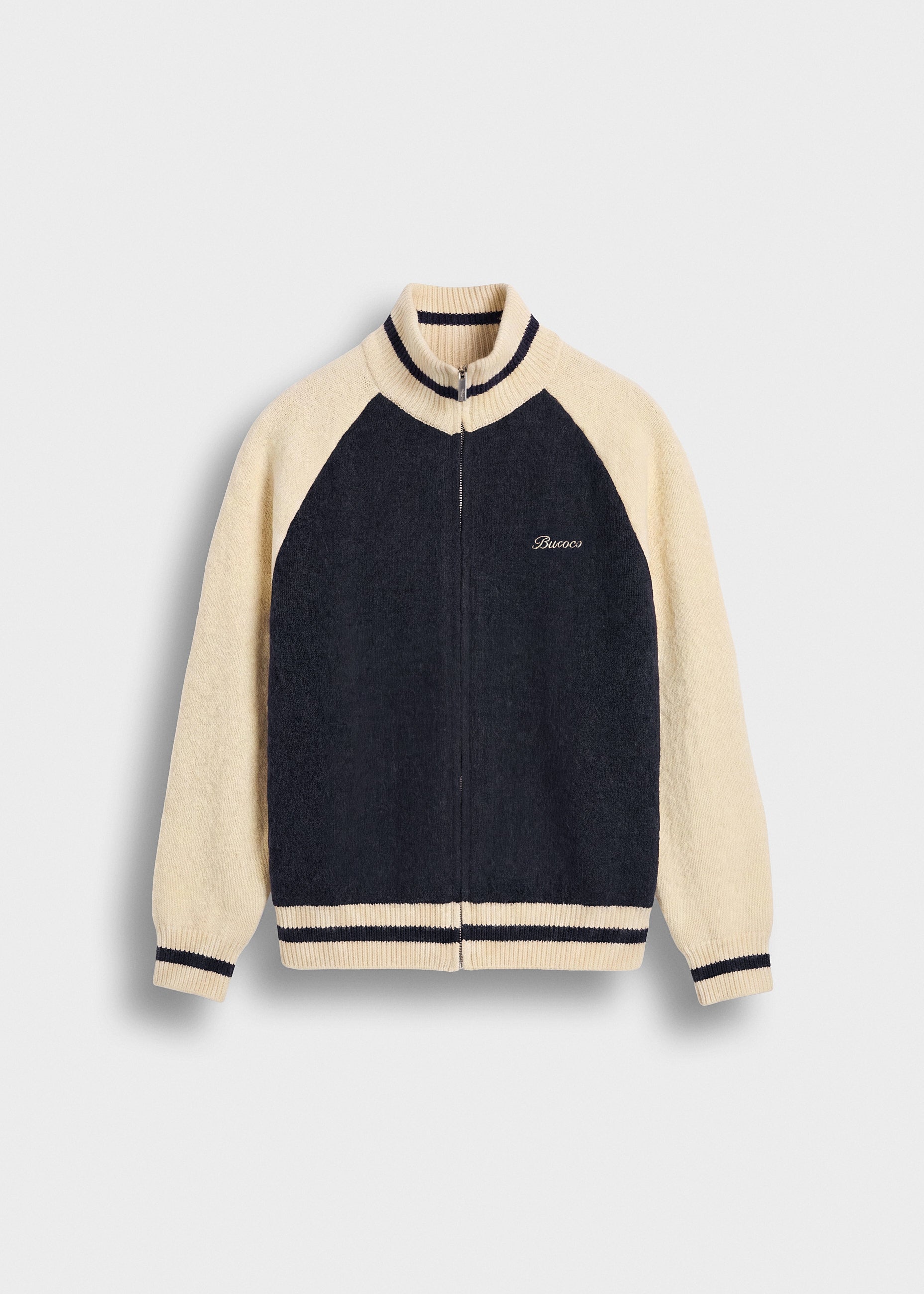 burocs-jackets-knitted-zip-jacket-navy-oversized-fit image 1