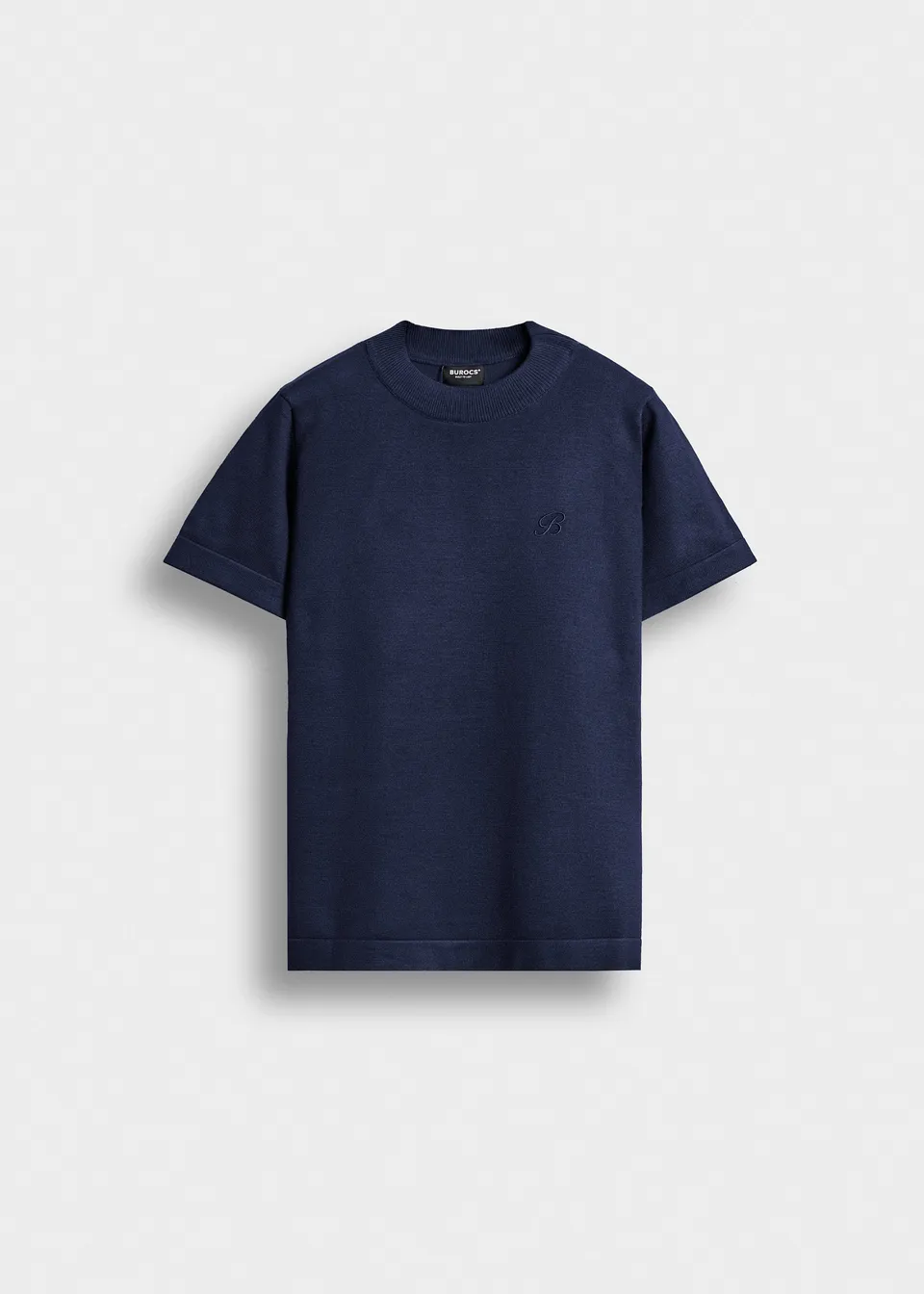 burocs-fine-knit-t-shirt-navy-slim-fit-feinstrick-stickerei image 1