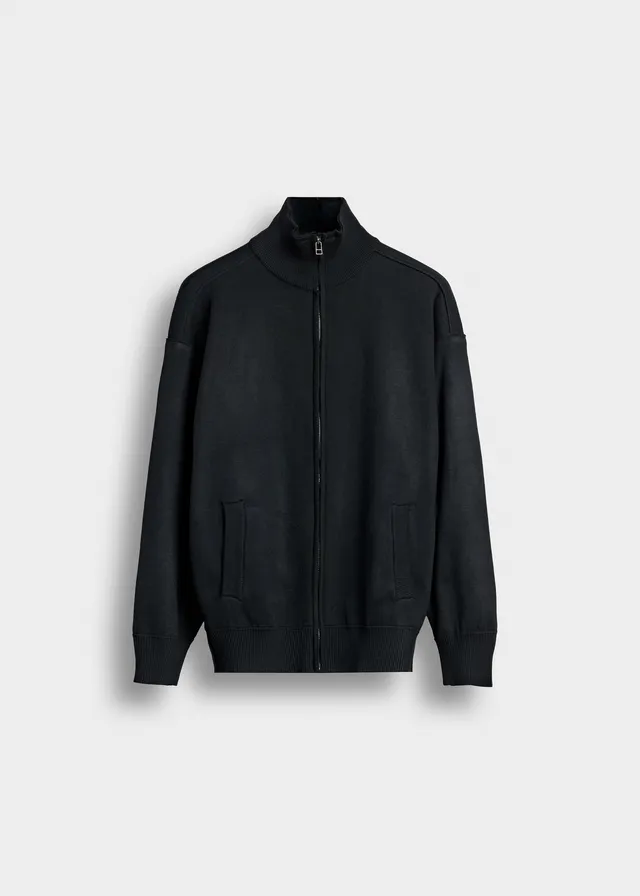 burocs-jackets-knit-zip-jacket-black-relaxed-fit-jacke image 1