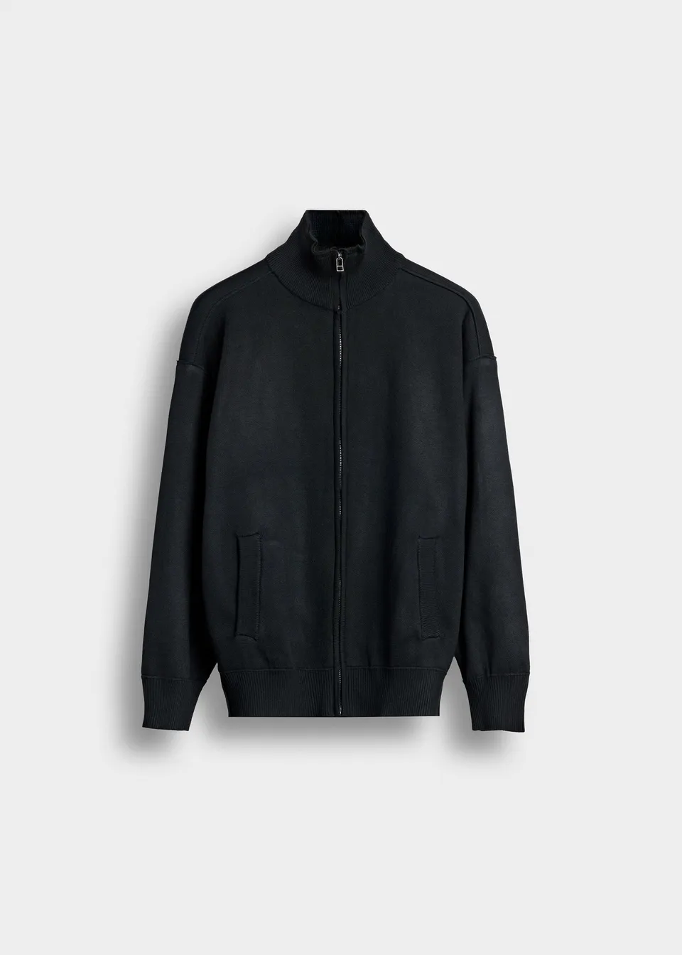 burocs-jackets-knit-zip-jacket-black-relaxed-fit-jacke image 1