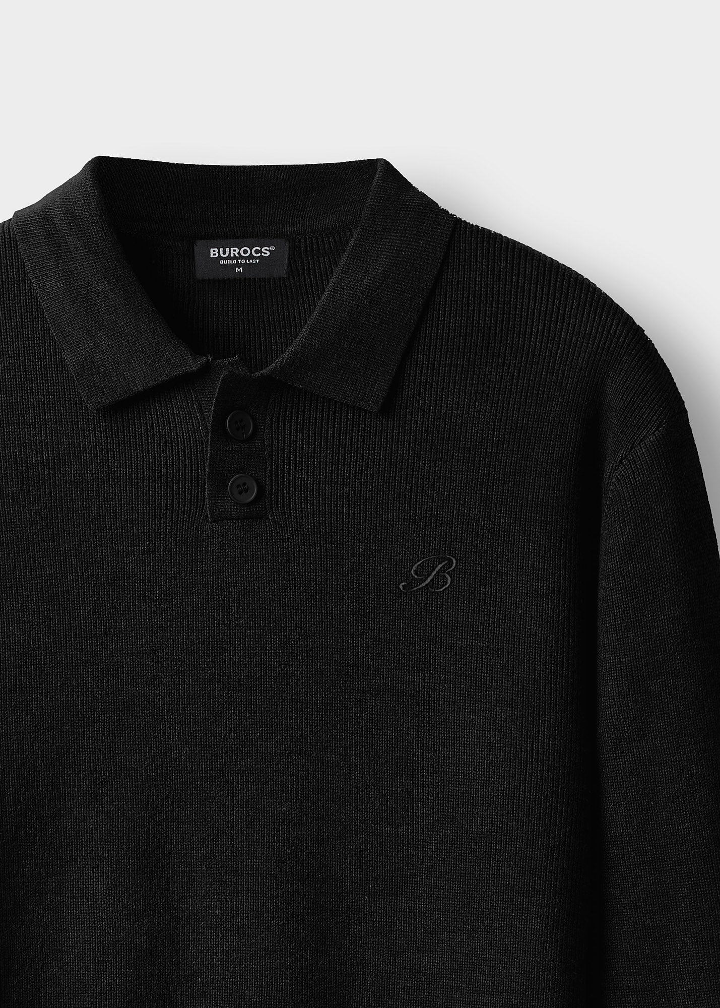 burocs-heavy-polo-knit-sweater-herren-schwarz-baumwolle image 3