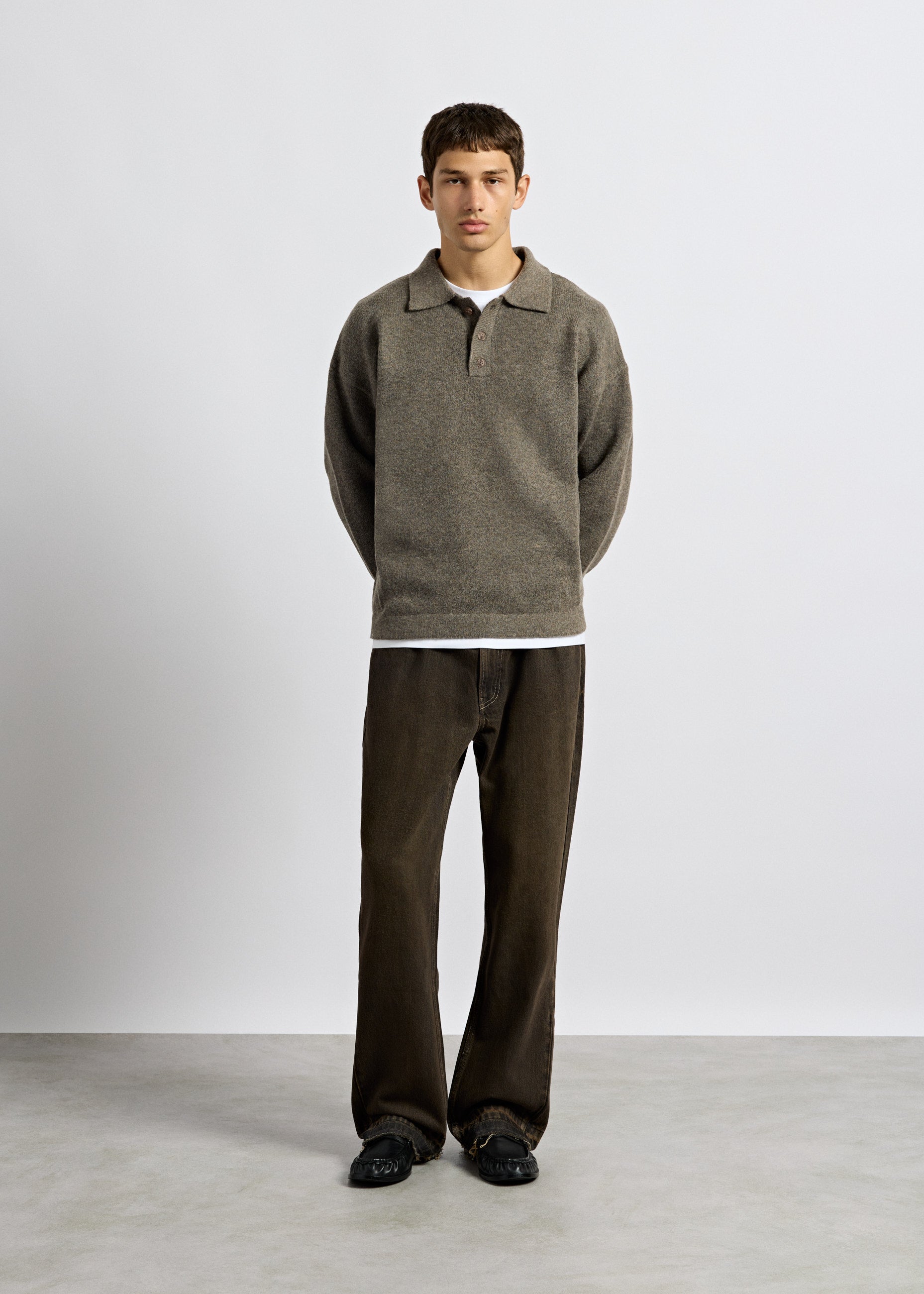 burocs-knitwear-hairy-knit-polo-sweater-brown-oversize image 4