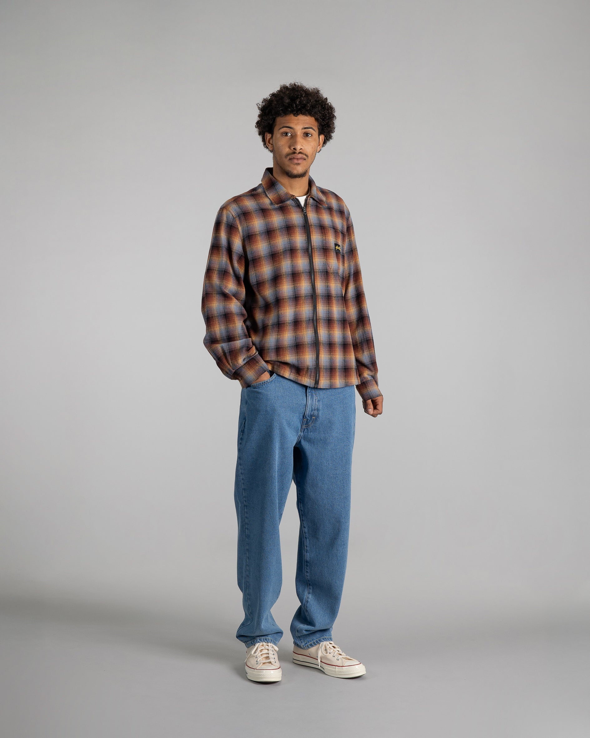 stan-ray-zip-shirt-flanellhemd-brown-blue-plaid-karo image 6