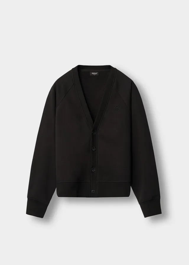 burocs-sweater-sweat-cardigan-black-knopfleiste-baumwolle image 1