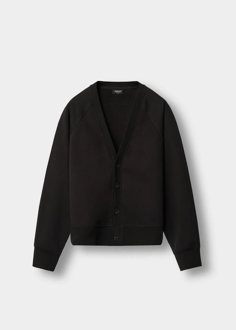 burocs-sweater-sweat-cardigan-black-knopfleiste-baumwolle image 1