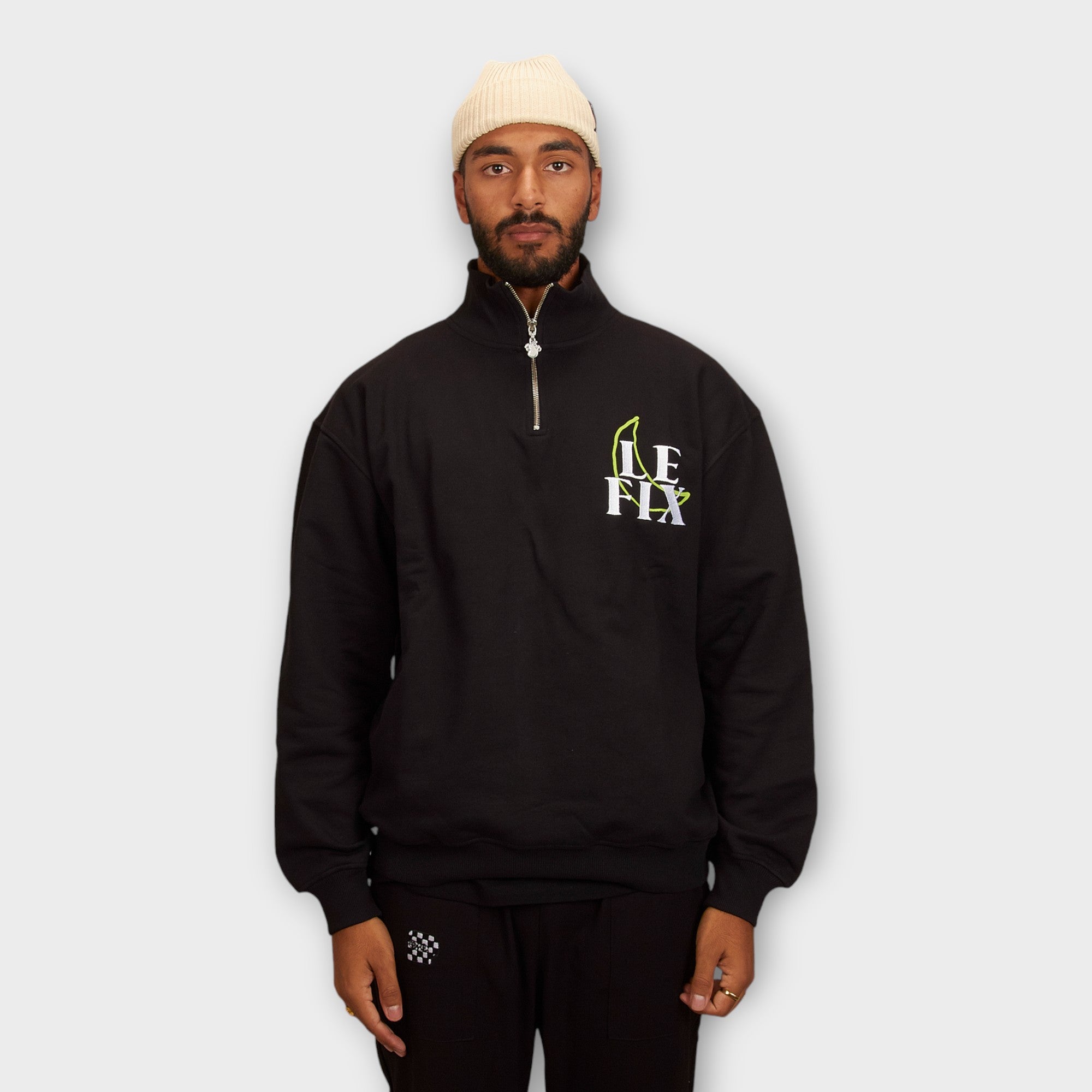 le-fix-moon-quarter-zip-schwarz-100-baumwolle image 2