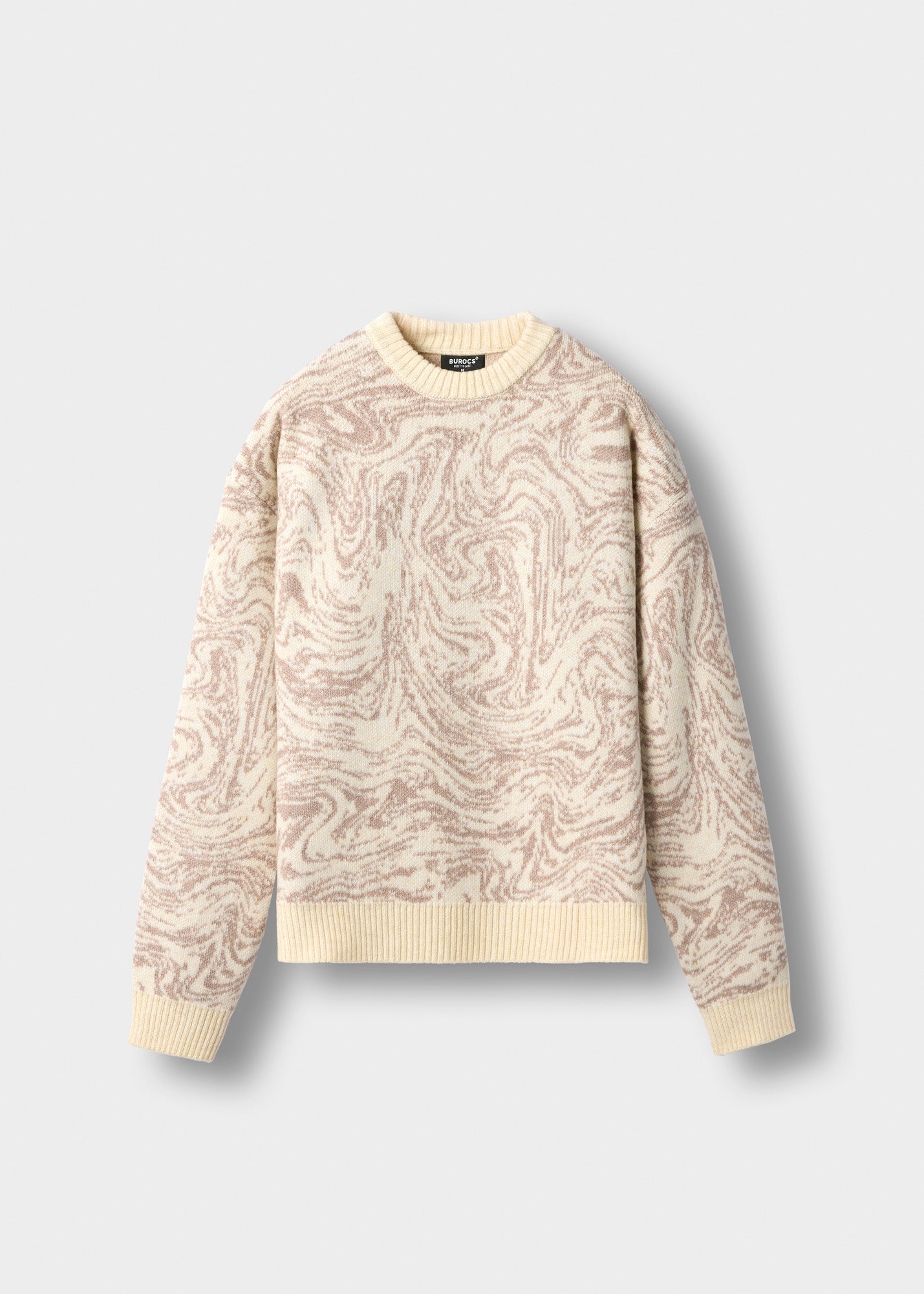 burocs-swirl-crewneck-sweater-herren-creme-jacquard-strick image 1