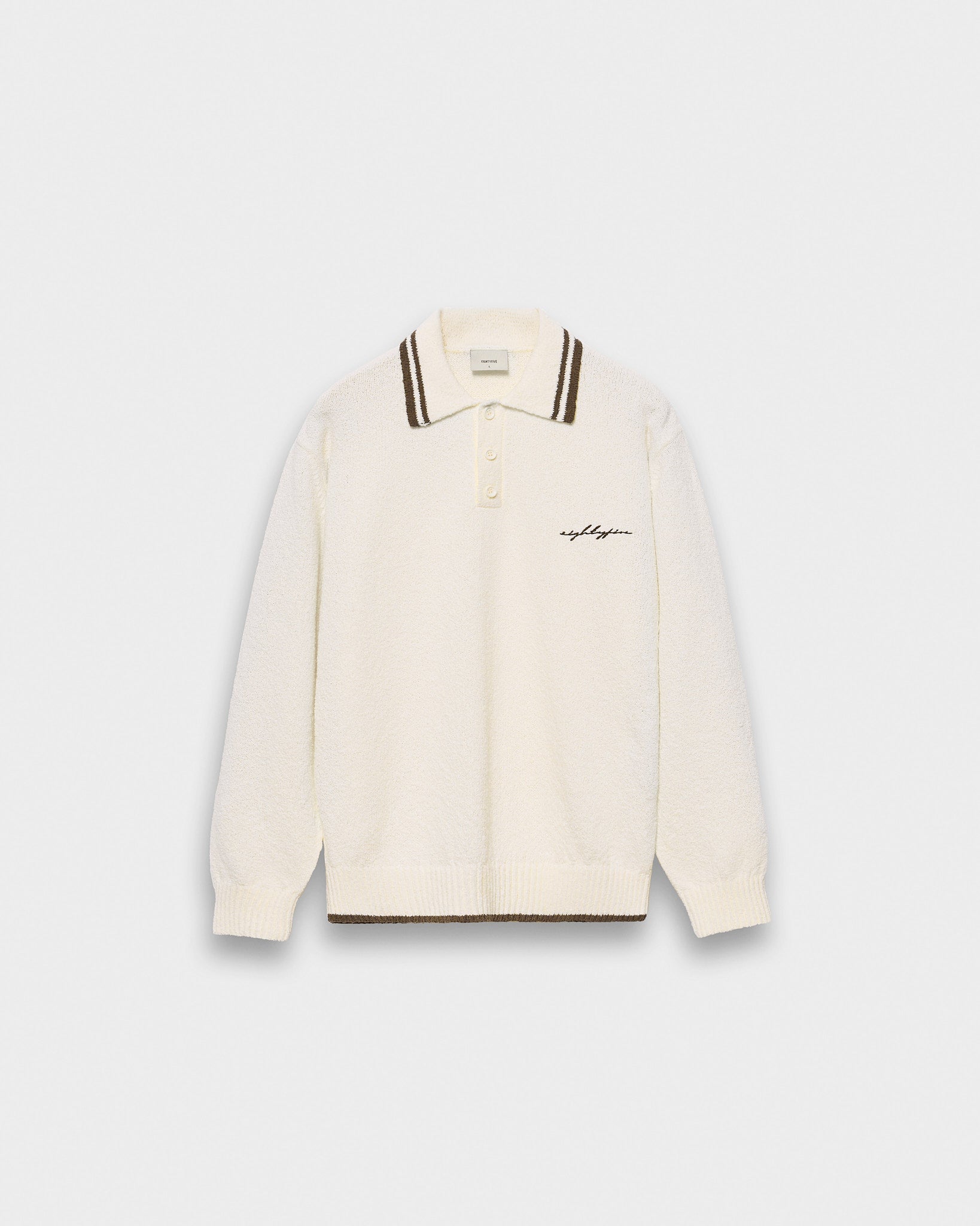 eightyfive-tops-boucle-polo-longsleeve-offwhite-brown image 1