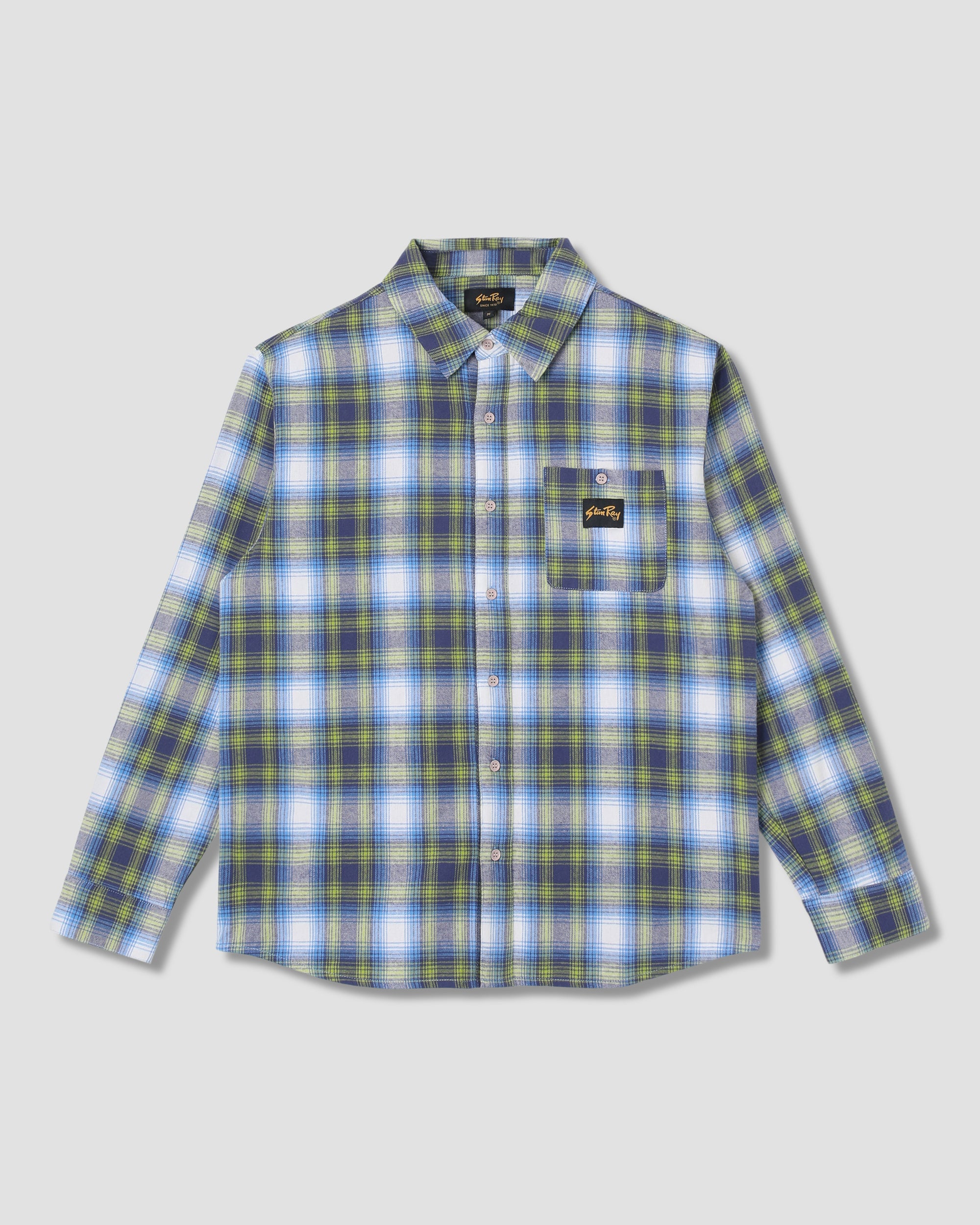 stan-ray-flannel-shirt-herren-hemd-bright-blue-plaid-kurzarm image 1