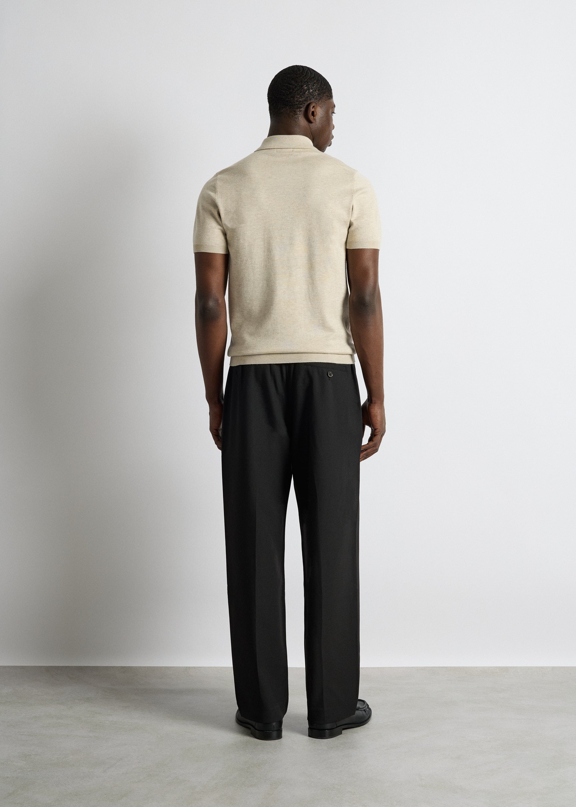 burocs-t-shirts-quarter-zip-polo-shirt-beige-melange-slim image 6