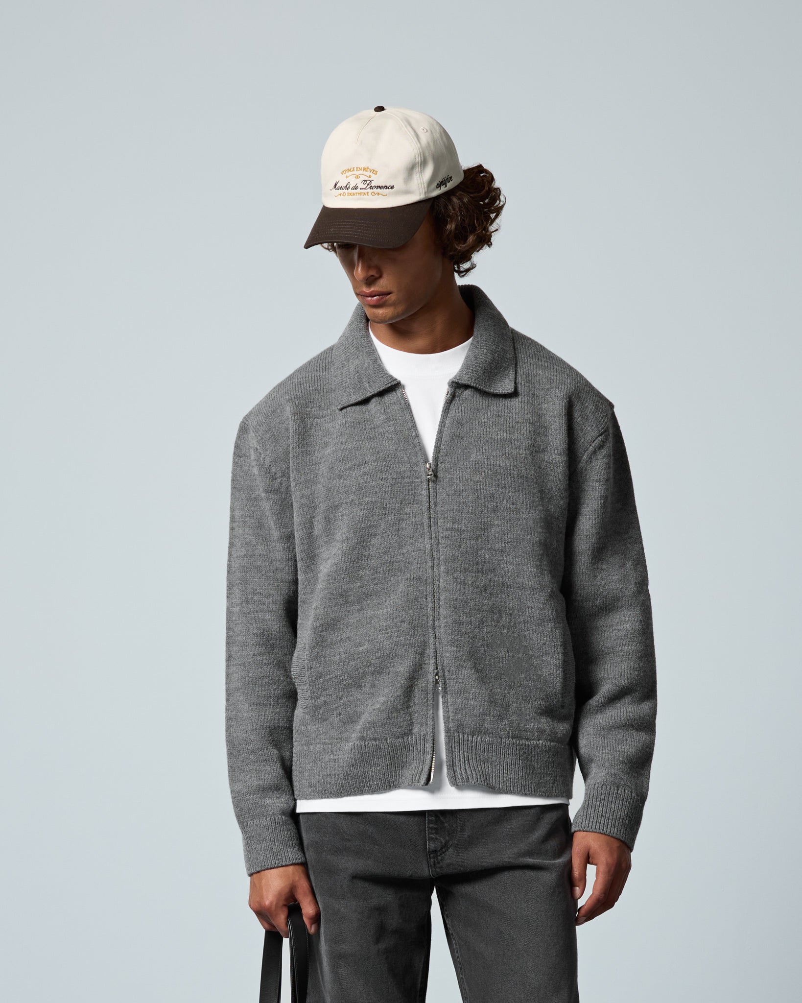 eightyfive-tops-wool-blend-zip-cardigan-strickjacke-grey-melange image 3