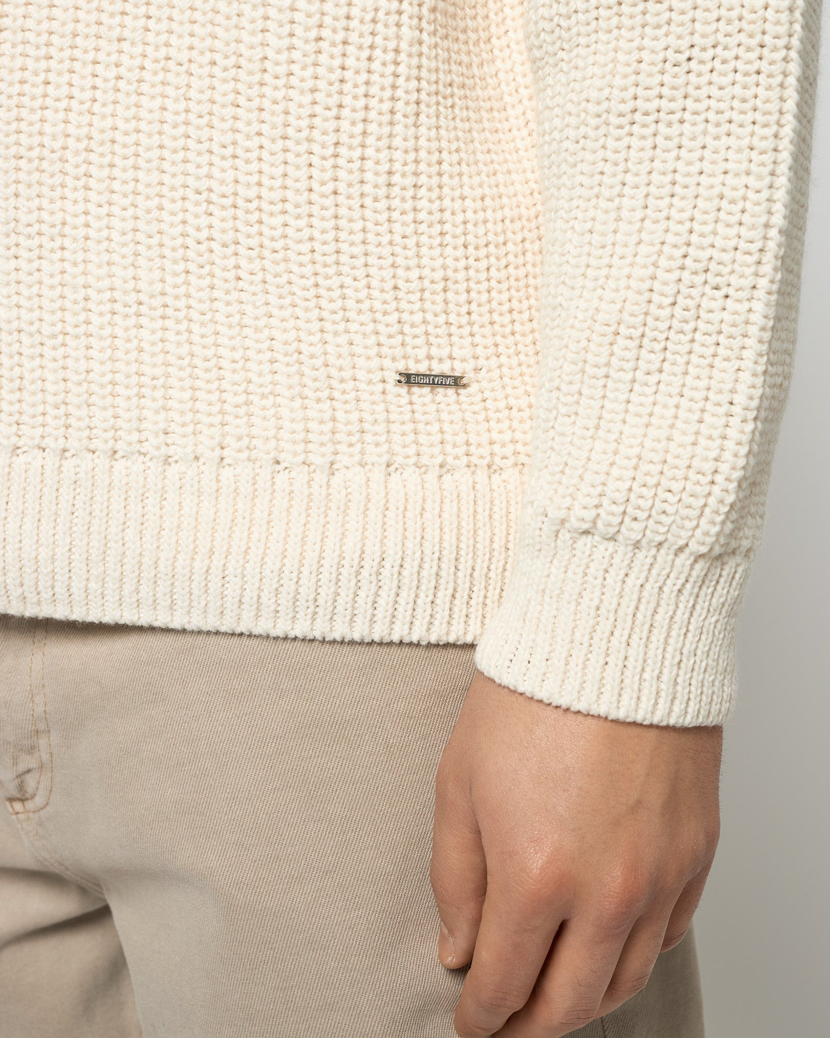 eightyfive-tops-knitted-polo-sweater-strickpullover-beige-wolle image 7