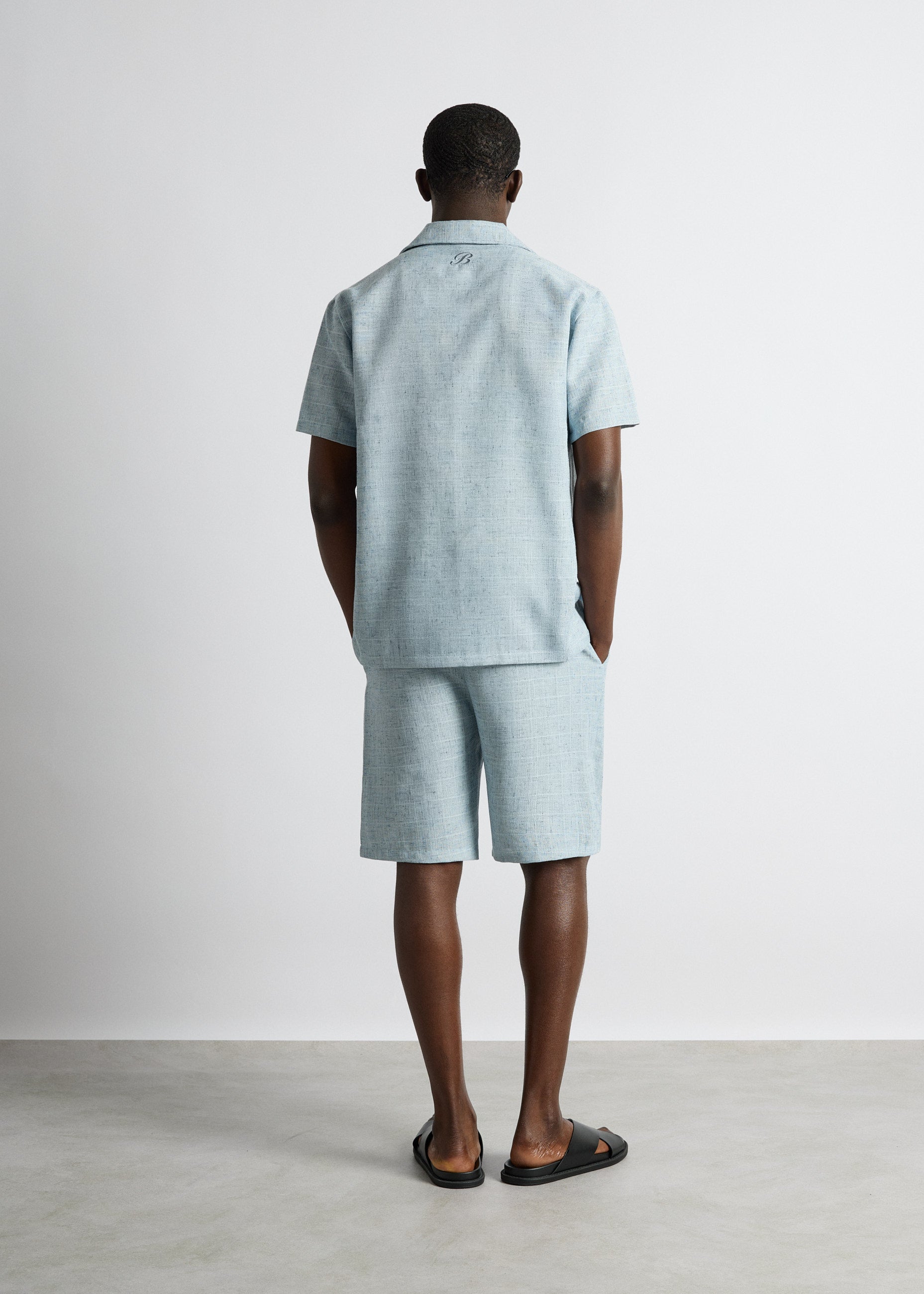 burocs-melange-yarn-shorts-blue-regular-fit-tunnelzug image 6