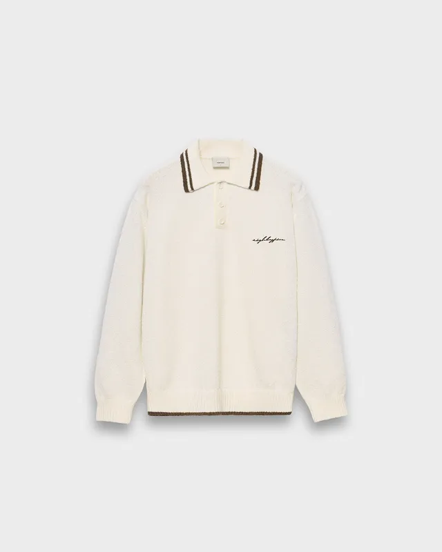 eightyfive-tops-boucle-polo-longsleeve-offwhite-brown image 1