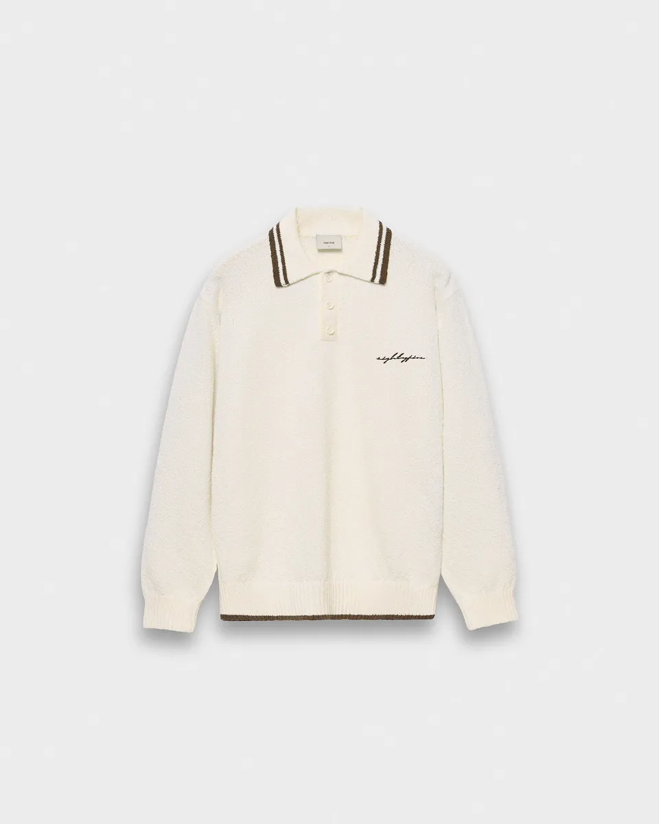 eightyfive-tops-boucle-polo-longsleeve-offwhite-brown image 1