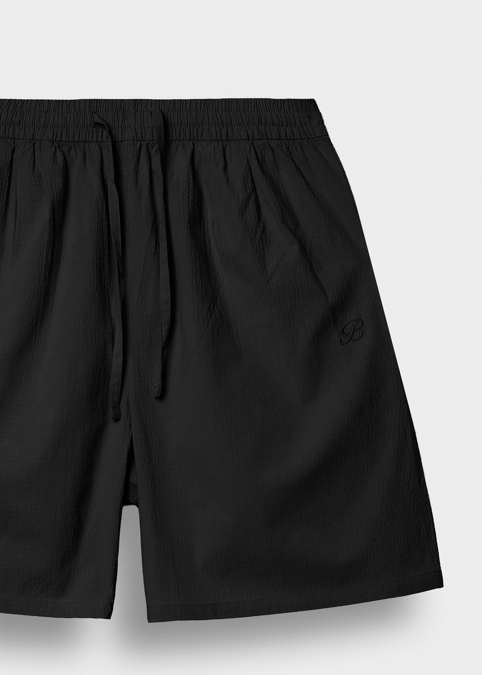 burocs-solid-seersucker-shorts-black-regular-fit image 3