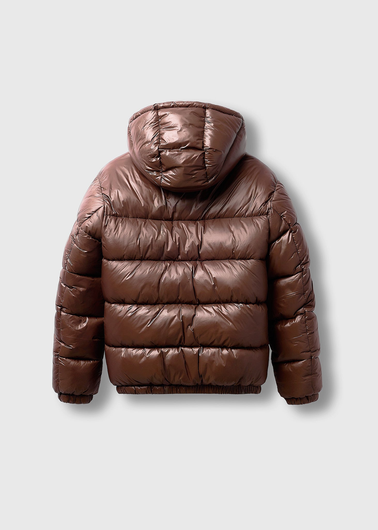 burocs-glossy-puffer-jacket-winterjacke-braun-kapuze image 2