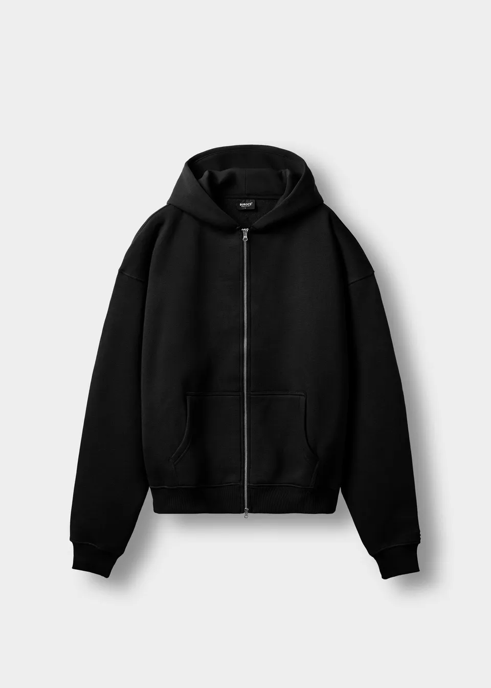 burocs-basic-zip-hoodie-kapuzenjacke-schwarz-oversized image 1