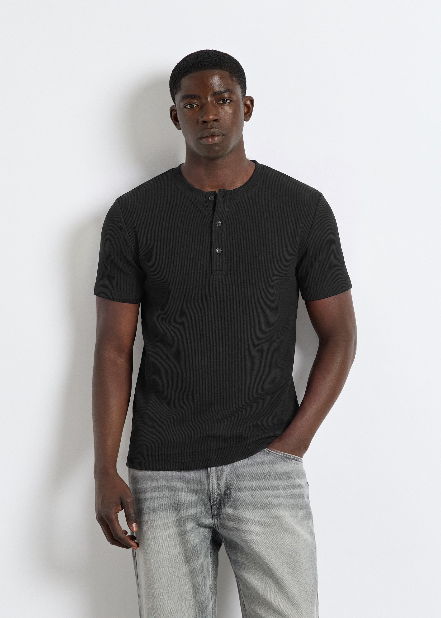 burocs-t-shirts-rib-henley-t-shirt-schwarz-slim image 4