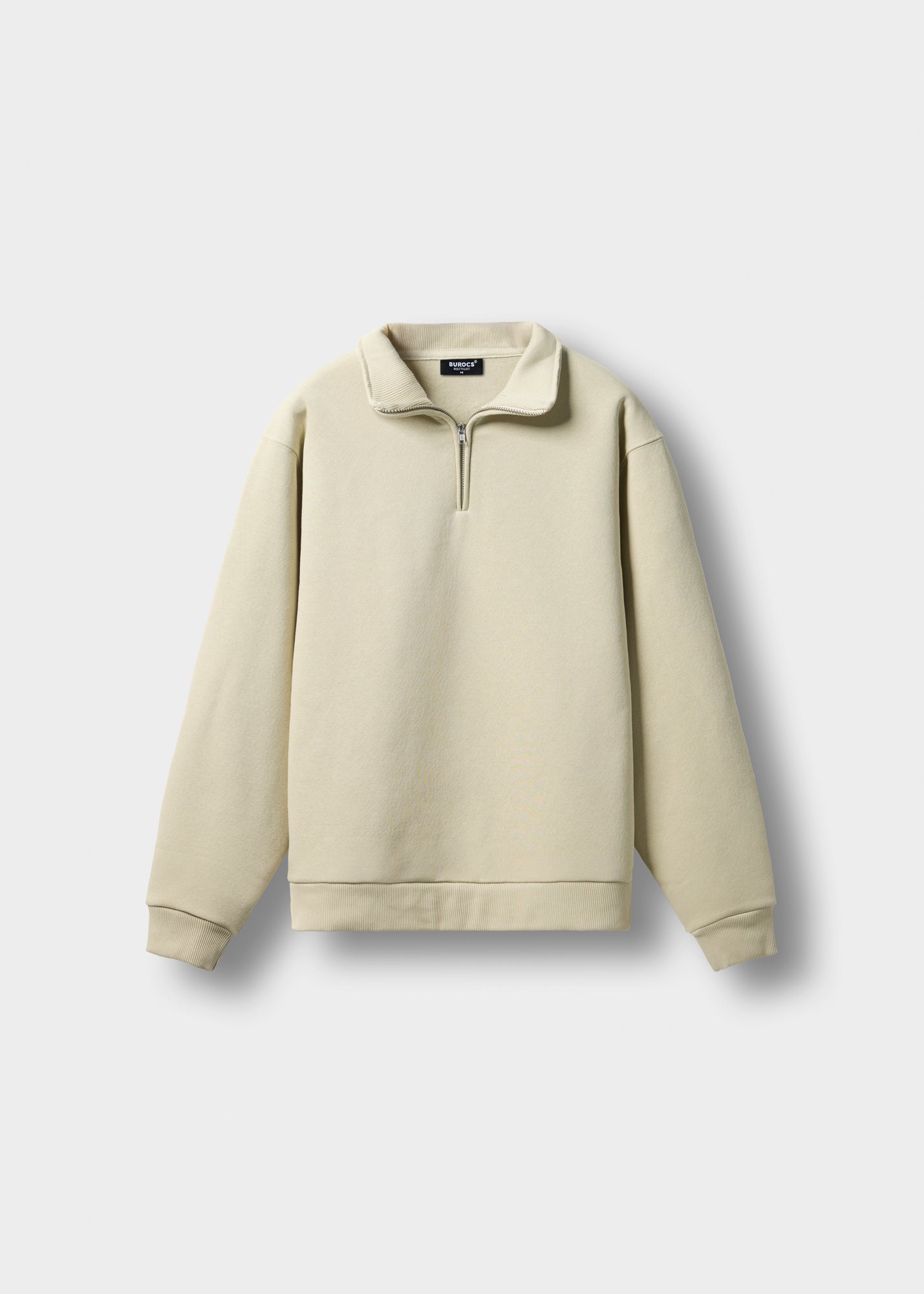 burocs-longsleeves-essential-mock-neck-zip-pullover-beige image 1