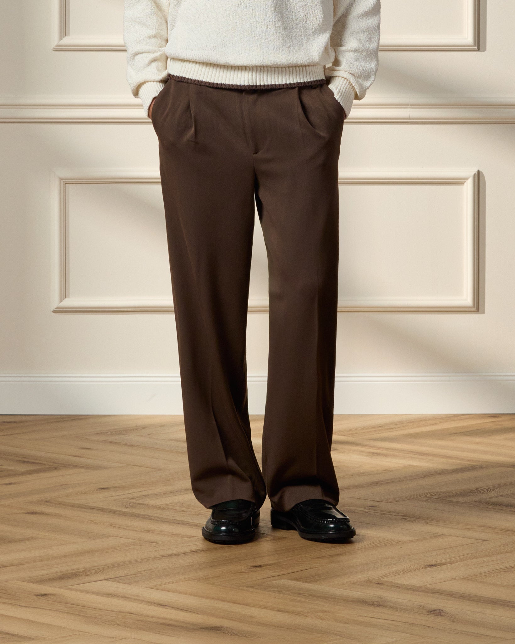 eightyfive-signature-tailored-pants-brown-regular-fit image 3